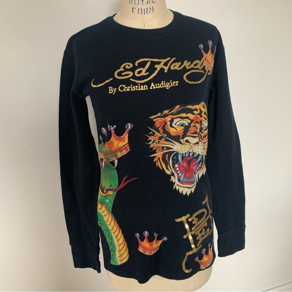 Christian Audigier Ed Hardy Tattoo Long Sleeve Top